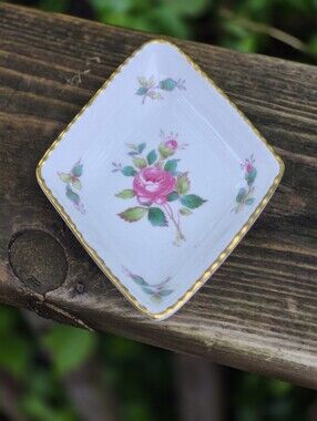 Vintage Spode England Bone China Billingsley Rose Spray Trinket Dish